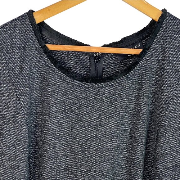 Lane Bryant Ponte Fringe Trim Knit Tweed Fit & Flare Dress Plus 24 Gray Black - Picture 3 of 11